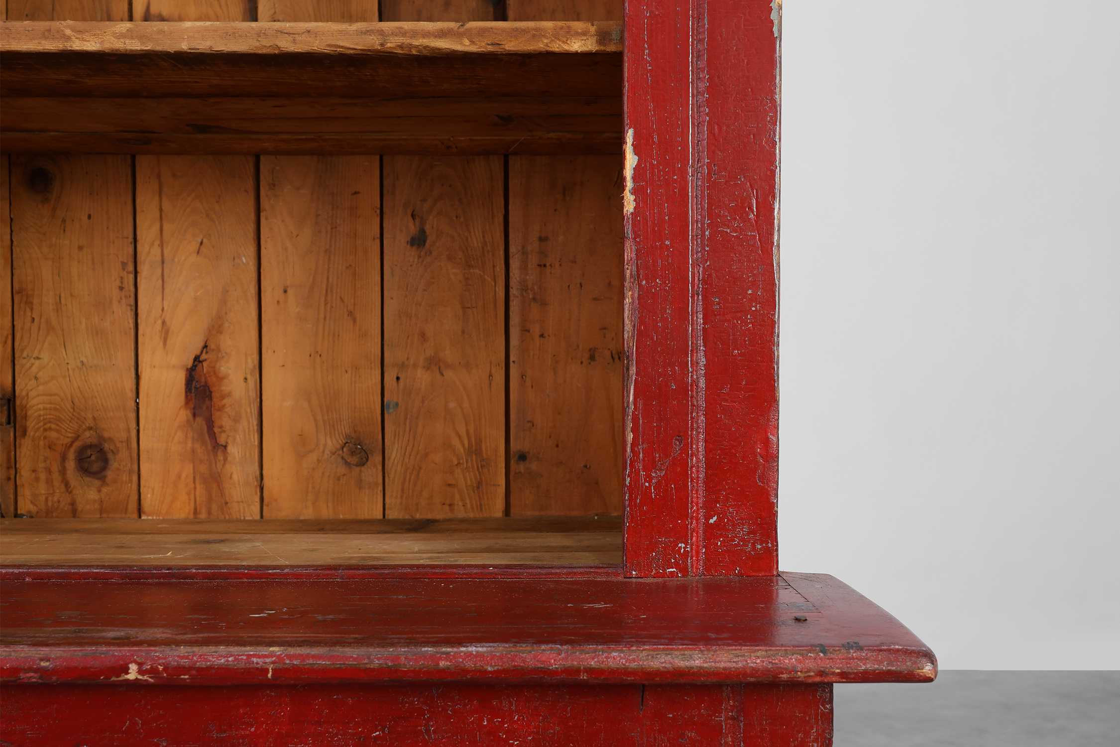 French 19th Century Red‑Painted Stepback Cupboard in Pinethumbnail